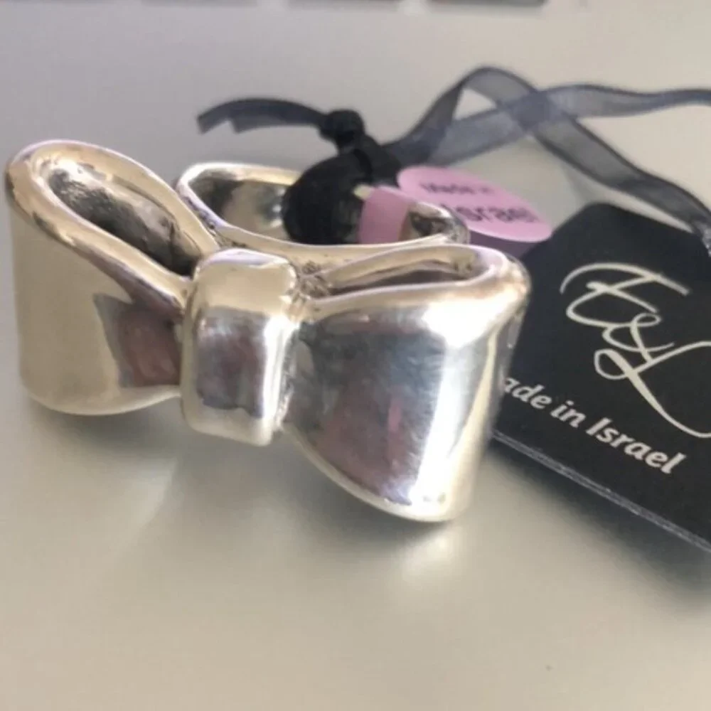E&L Israel Sterling Silver Electroform Bow Ring Sz.9